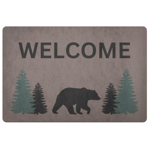 Welcome Mat Door Mat Lodge Cabin Decor Bear Lightweight Indoor/Outdoor