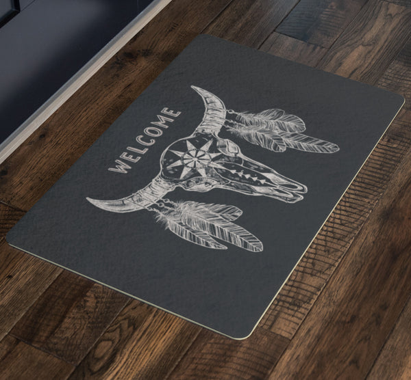 Western Door Mat Lightweight Polyester and Foam Rubber Backing Indoor Outdoor