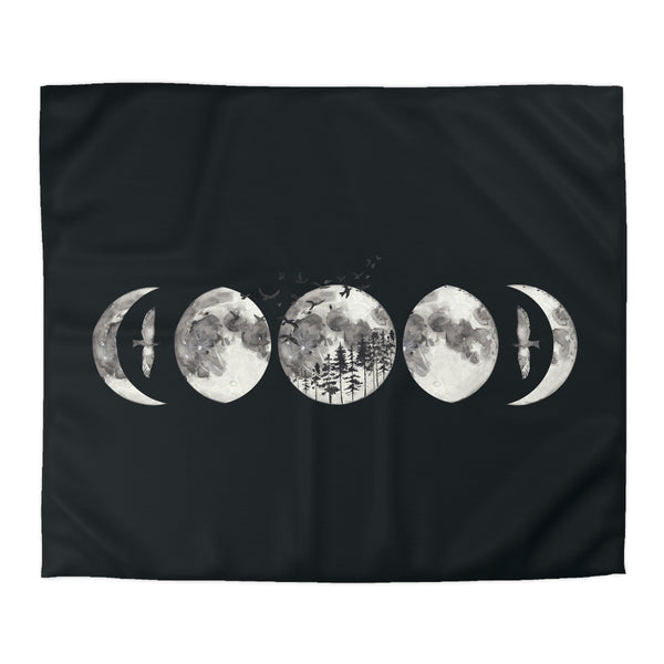 Moon Phases Microfiber Duvet Cover, Bedroom Bedding Celestial