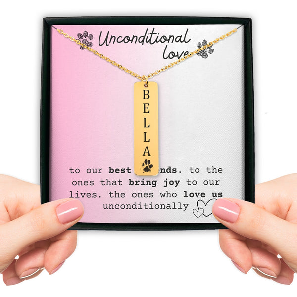 Actual Paw Print + Name Necklace for Pet Lovers Dog Lover Cat Lover Gift