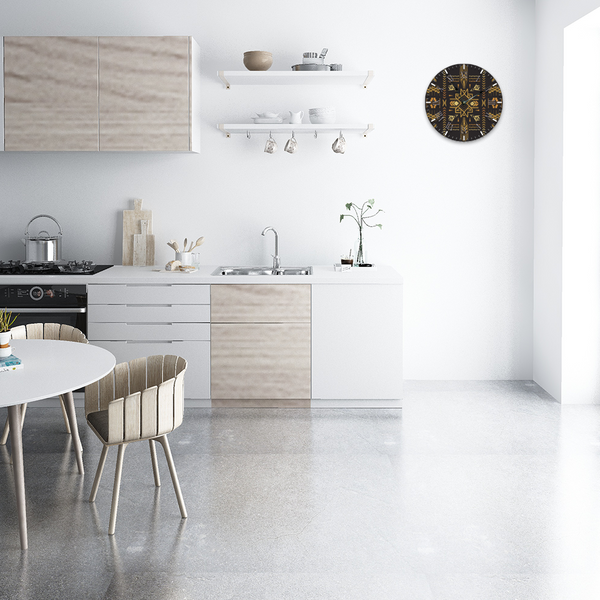 Southwestern Rustic Round Silent Ticking Wooden Wall Clock 12"