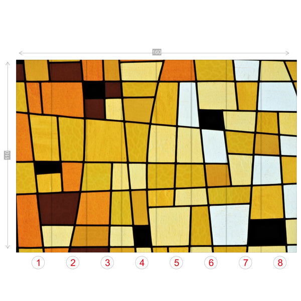 Wall Murals Wall Paper Stained Glass Look Groovy Design, 4 Sizes