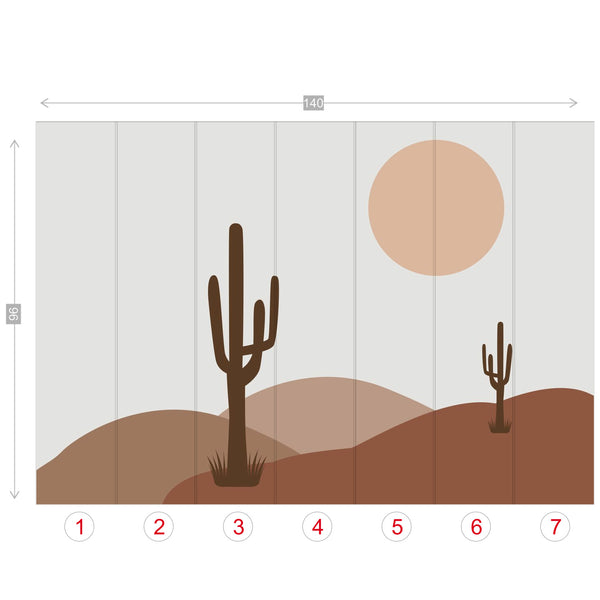 Wall Murals Desert Valley Wallpaper Home Decor Wall Decor Cactus Desert Full Moon Joshua Tree