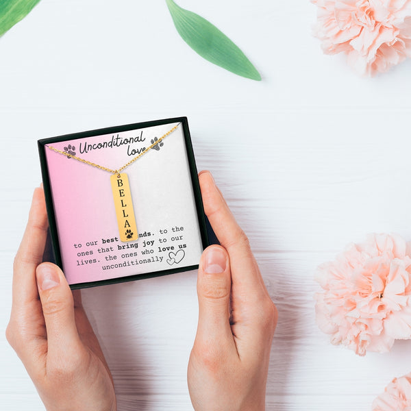 Actual Paw Print + Name Necklace for Pet Lovers Dog Lover Cat Lover Gift