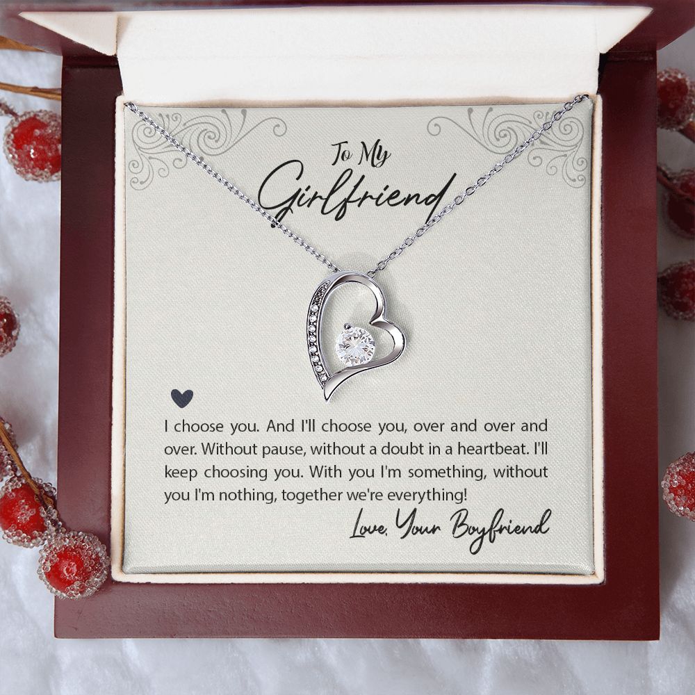 Girlfriend Gifts Forever Love Necklace from Boyfriend, White or Yellow Gold