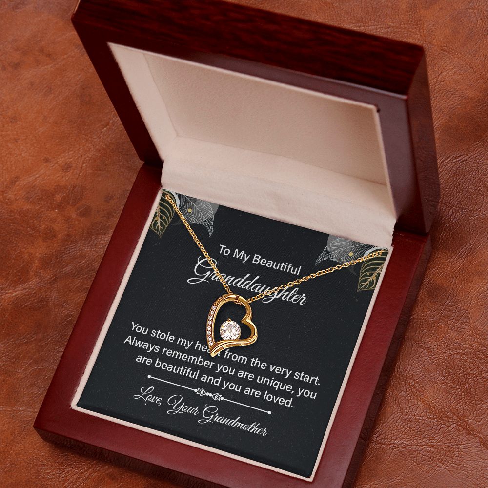 Gifts from Grandmother to Granddaughter, Heart Necklace Gift for Granddaughter