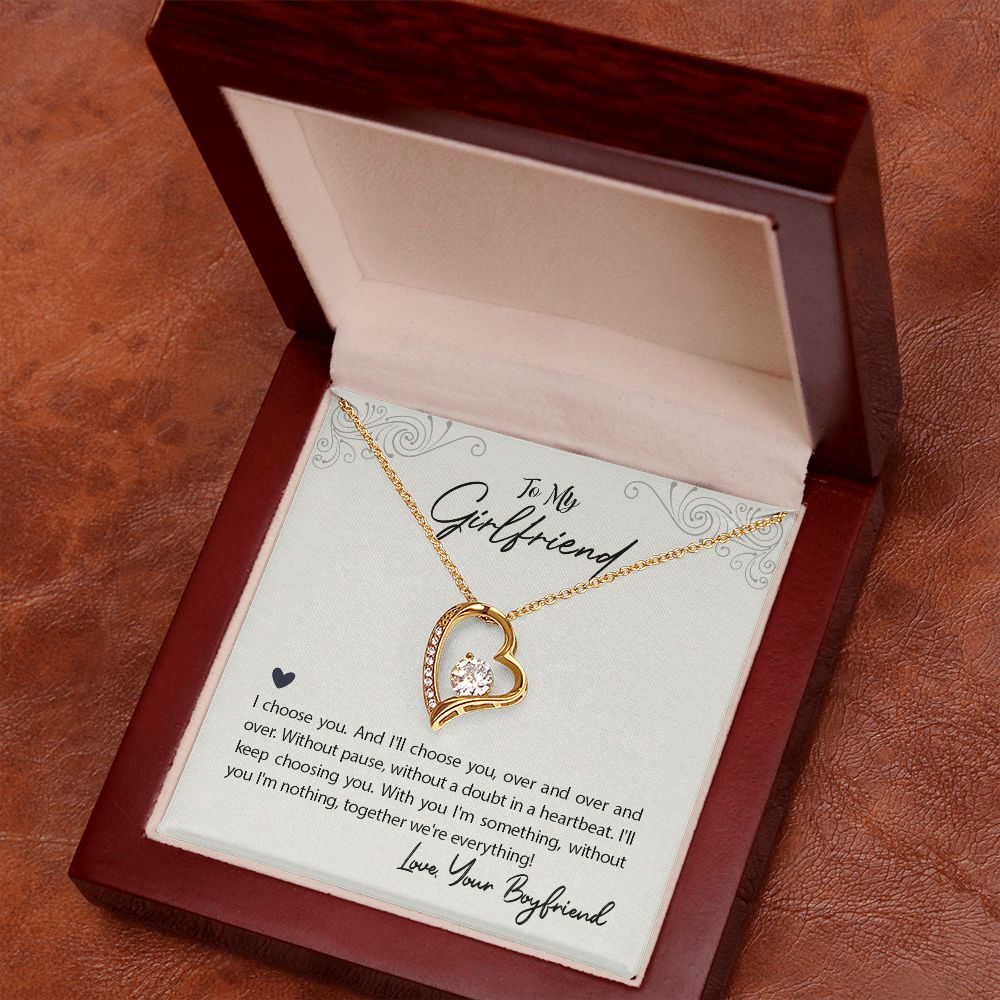 Girlfriend Gifts Forever Love Necklace from Boyfriend, White or Yellow Gold