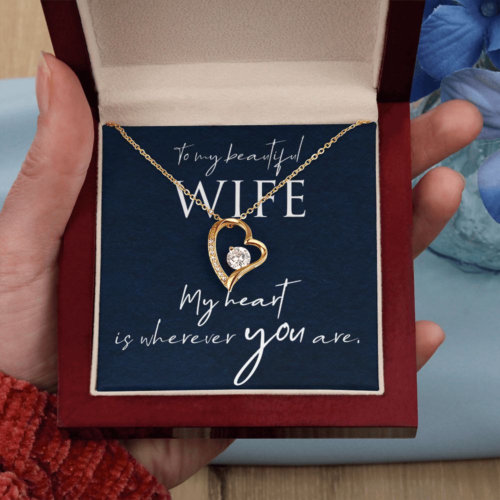 Necklace Gift for Wife Christmas Gift Birthday White or Yellow Gold Cubic Zirconia