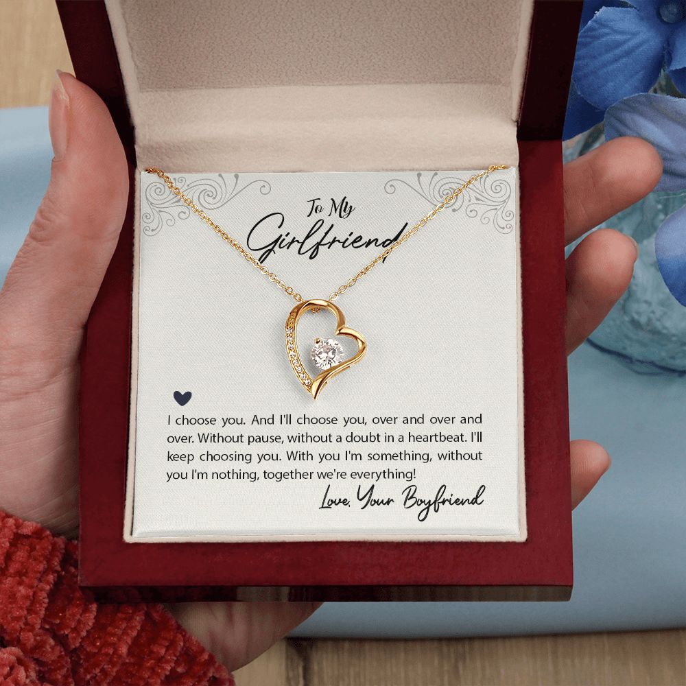 Girlfriend Gifts Forever Love Necklace from Boyfriend, White or Yellow Gold