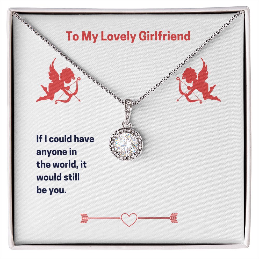 Valentine's Gift for Girlfriend, Necklace Cubic Zirconia White Gold
