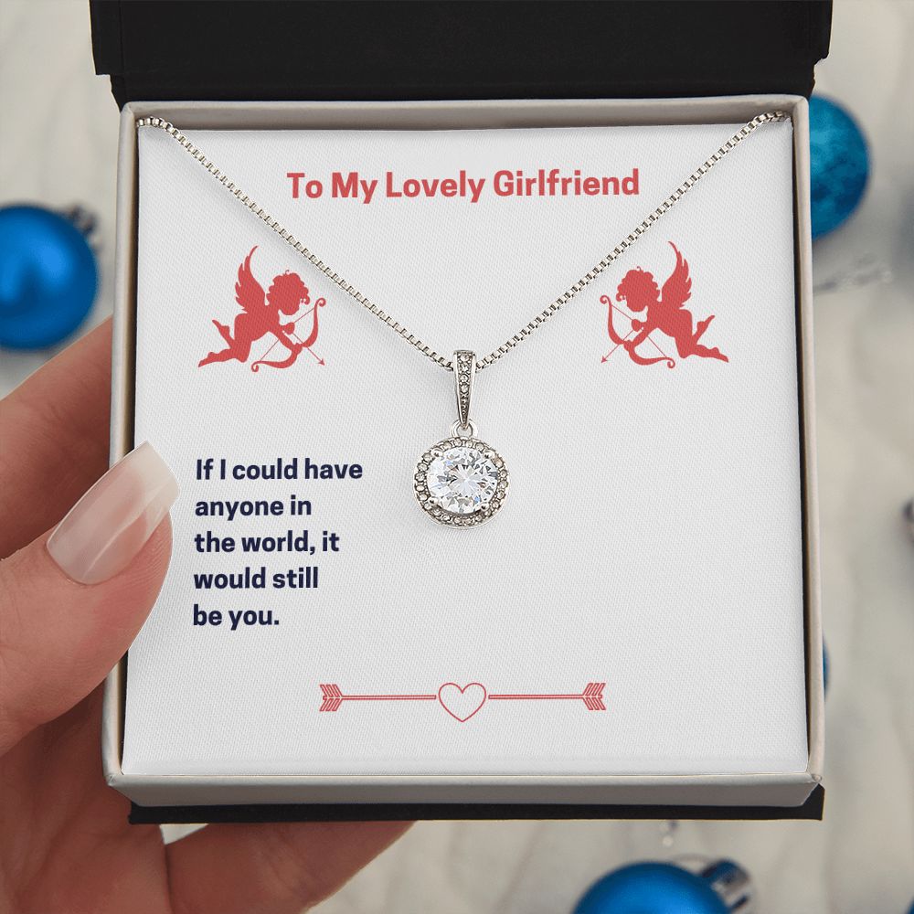Valentine's Gift for Girlfriend, Necklace Cubic Zirconia White Gold