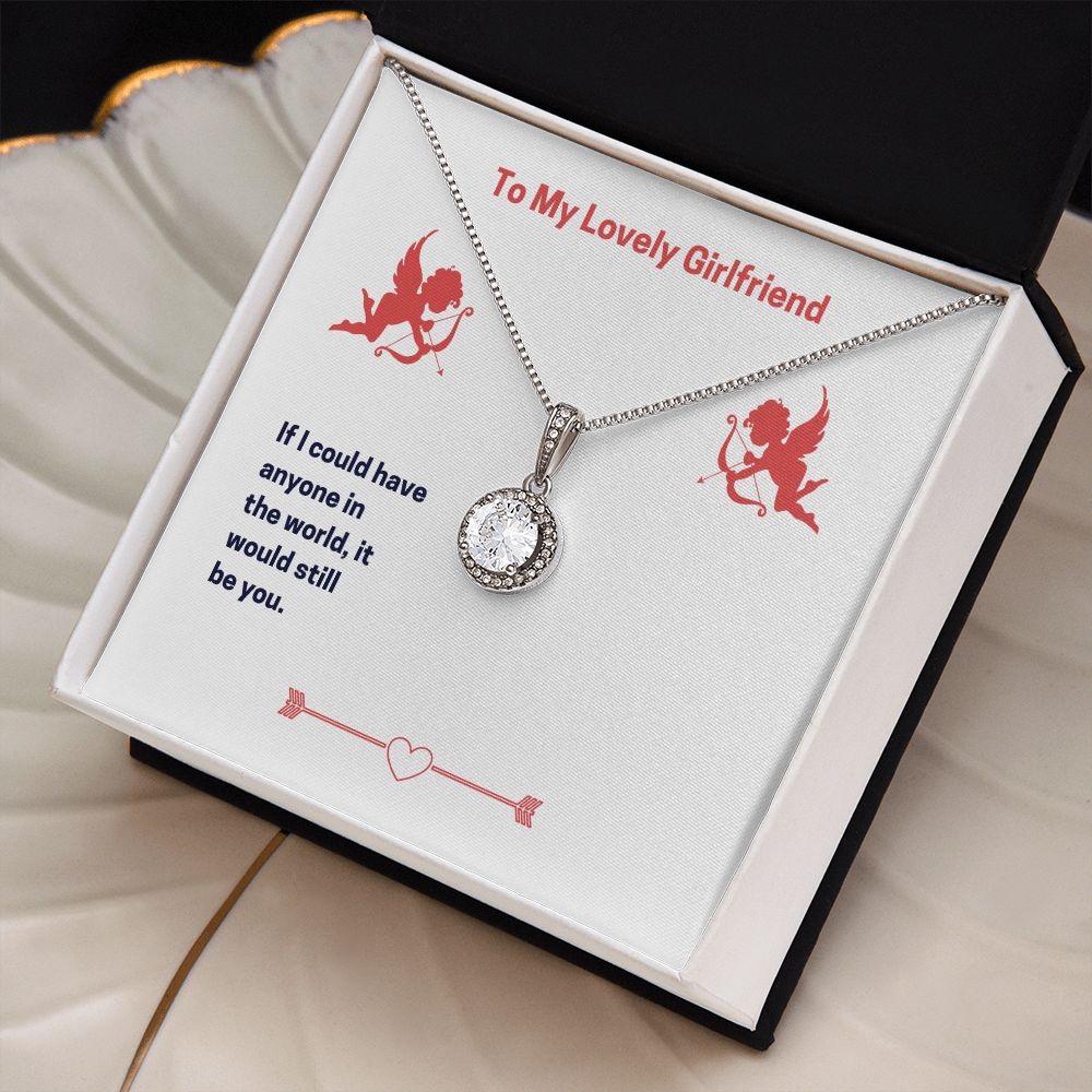 Valentine's Gift for Girlfriend, Necklace Cubic Zirconia White Gold