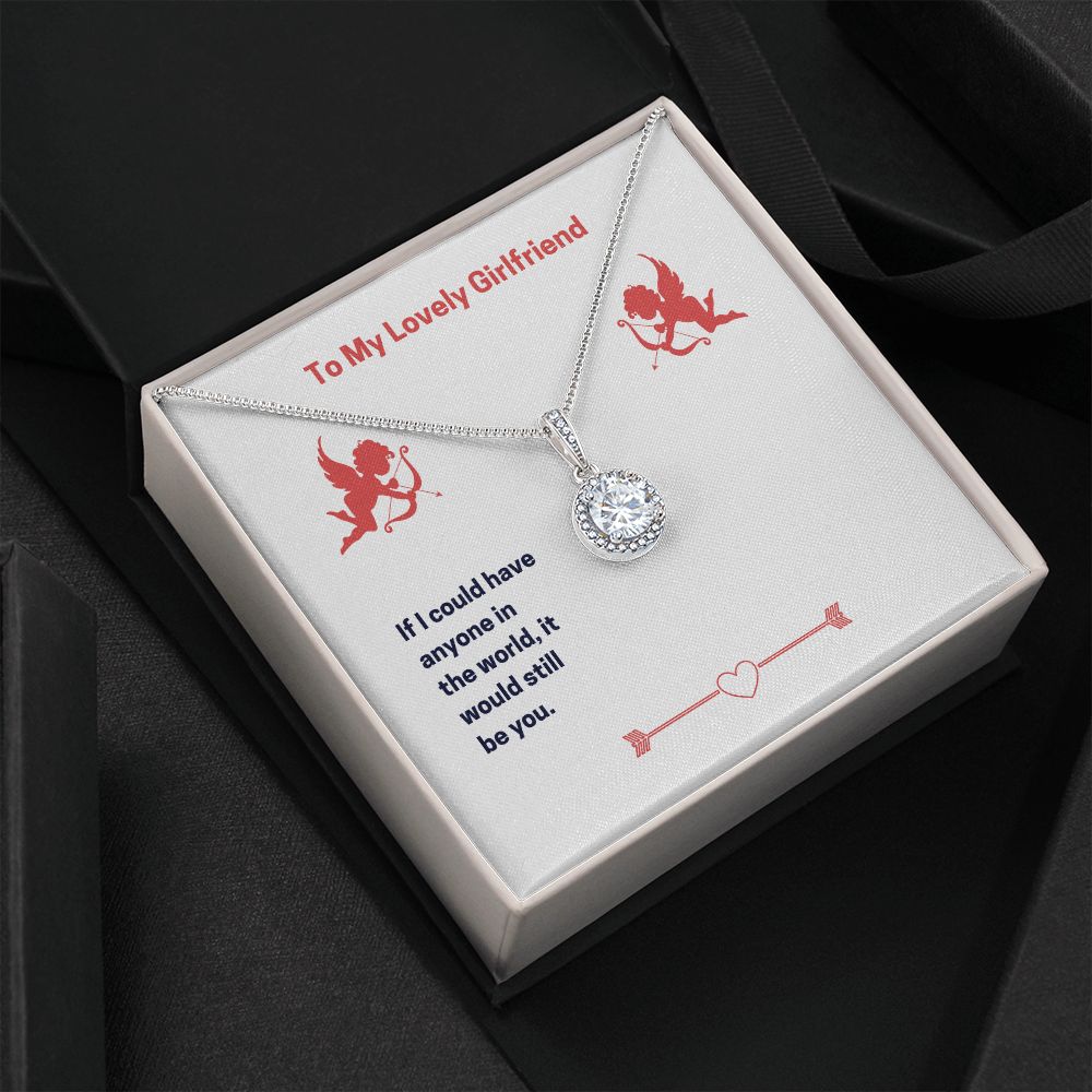 Valentine's Gift for Girlfriend, Necklace Cubic Zirconia White Gold