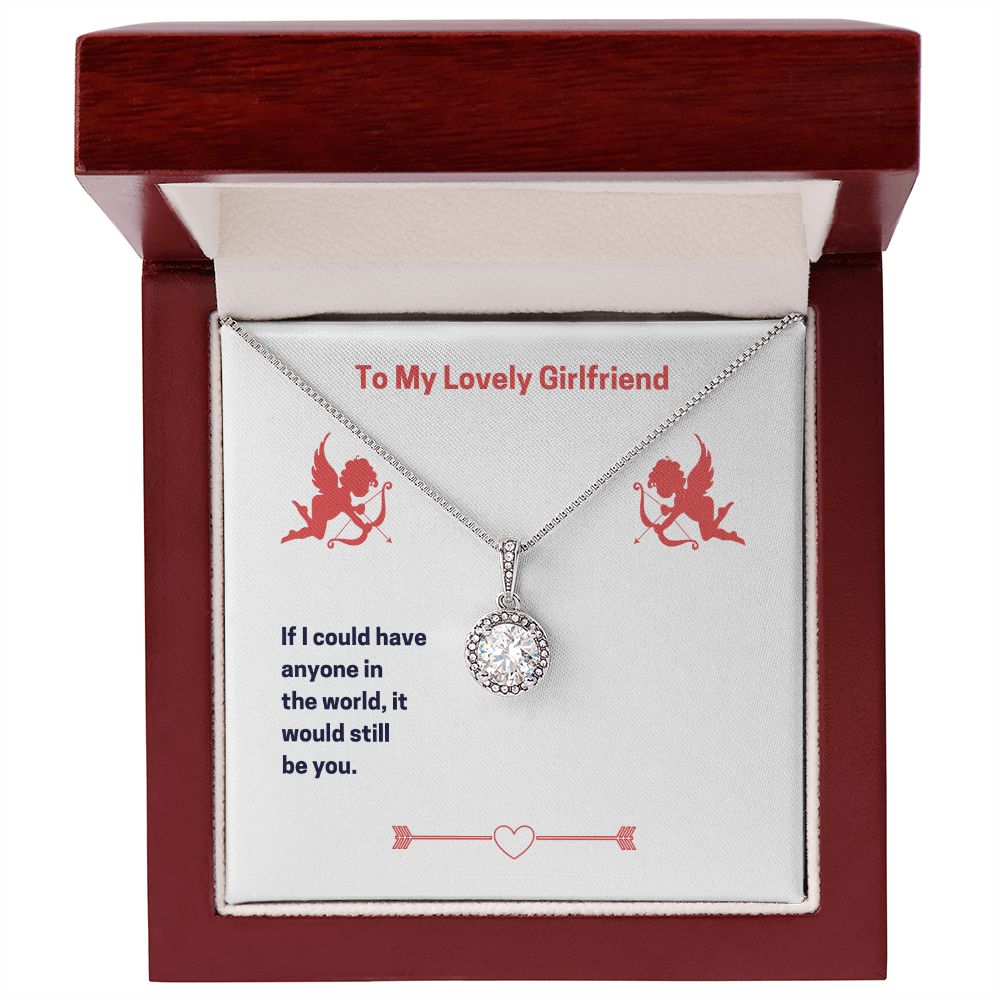 Valentine's Gift for Girlfriend, Necklace Cubic Zirconia White Gold