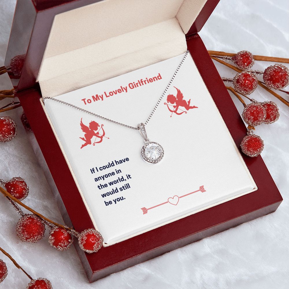 Valentine's Gift for Girlfriend, Necklace Cubic Zirconia White Gold
