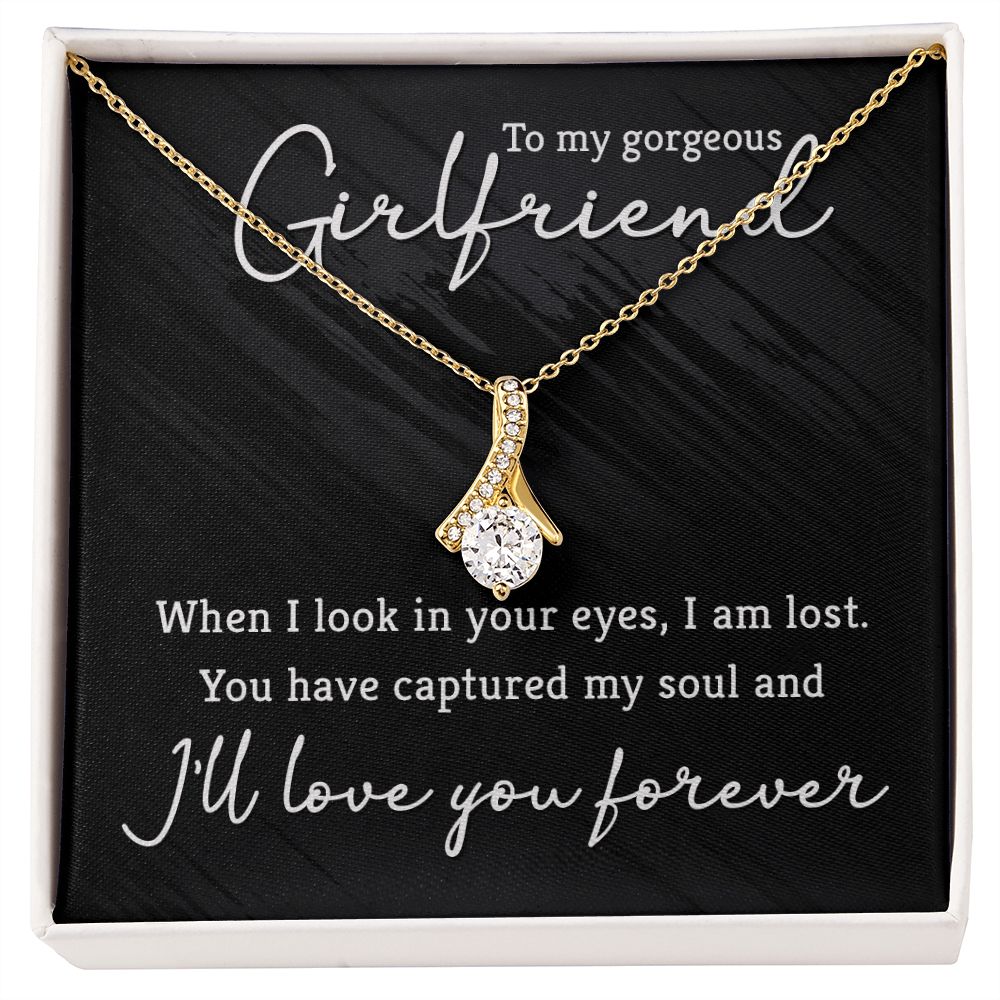 Necklace for Girlfriend, Jewelry Gifts for Girlfriend White or Yellow Gold, Cubic Zirconia