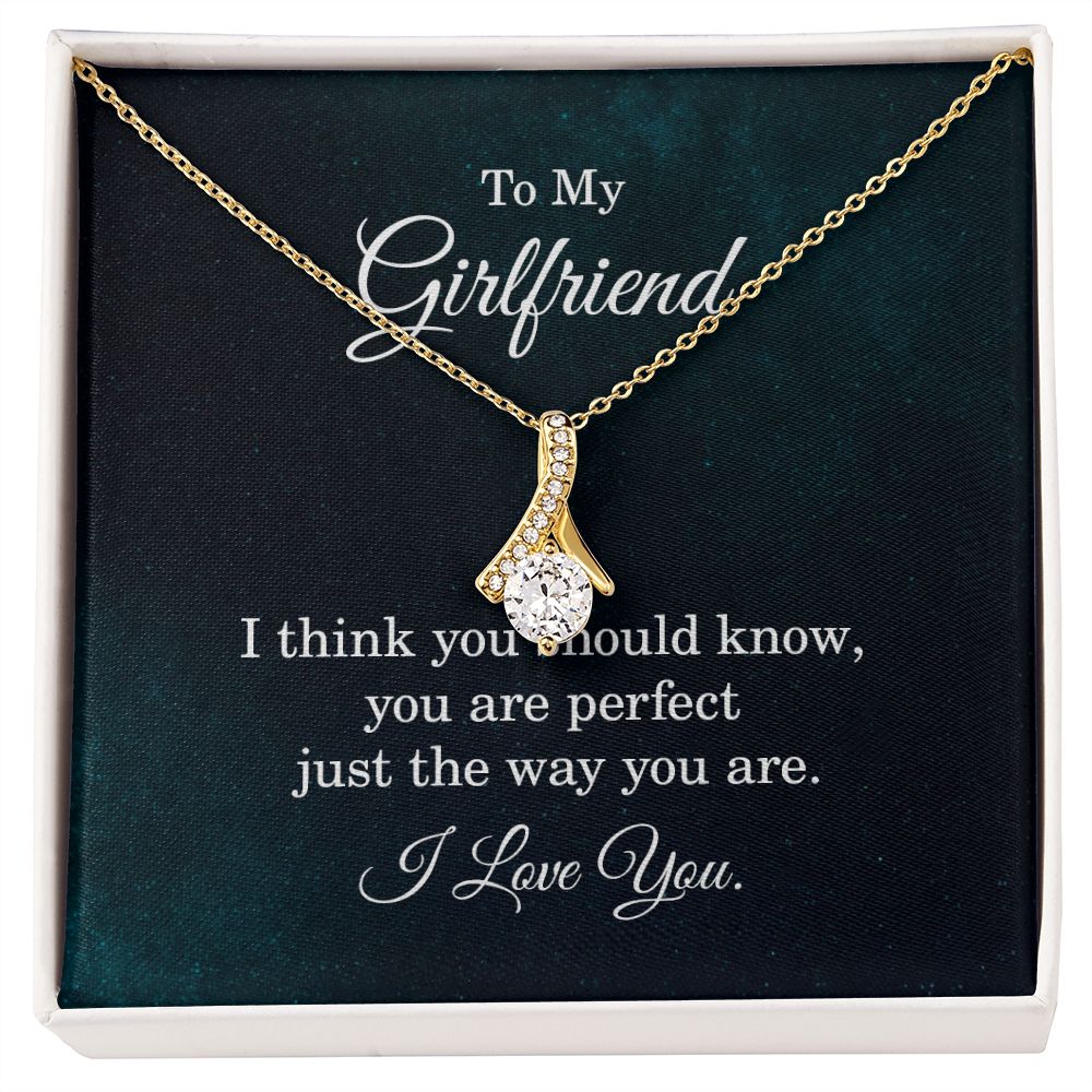 Girlfriend Gifts Necklace, Cubic Zirconia Necklace White or Yellow Gold