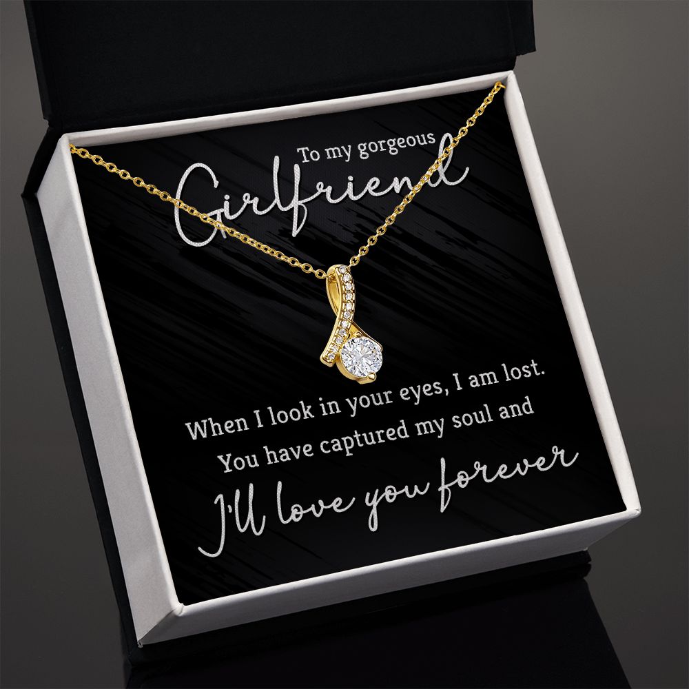 Necklace for Girlfriend, Jewelry Gifts for Girlfriend White or Yellow Gold, Cubic Zirconia