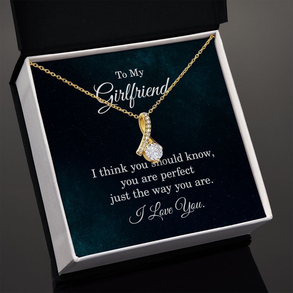 Girlfriend Gifts Necklace, Cubic Zirconia Necklace White or Yellow Gold