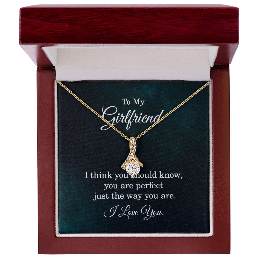 Girlfriend Gifts Necklace, Cubic Zirconia Necklace White or Yellow Gold