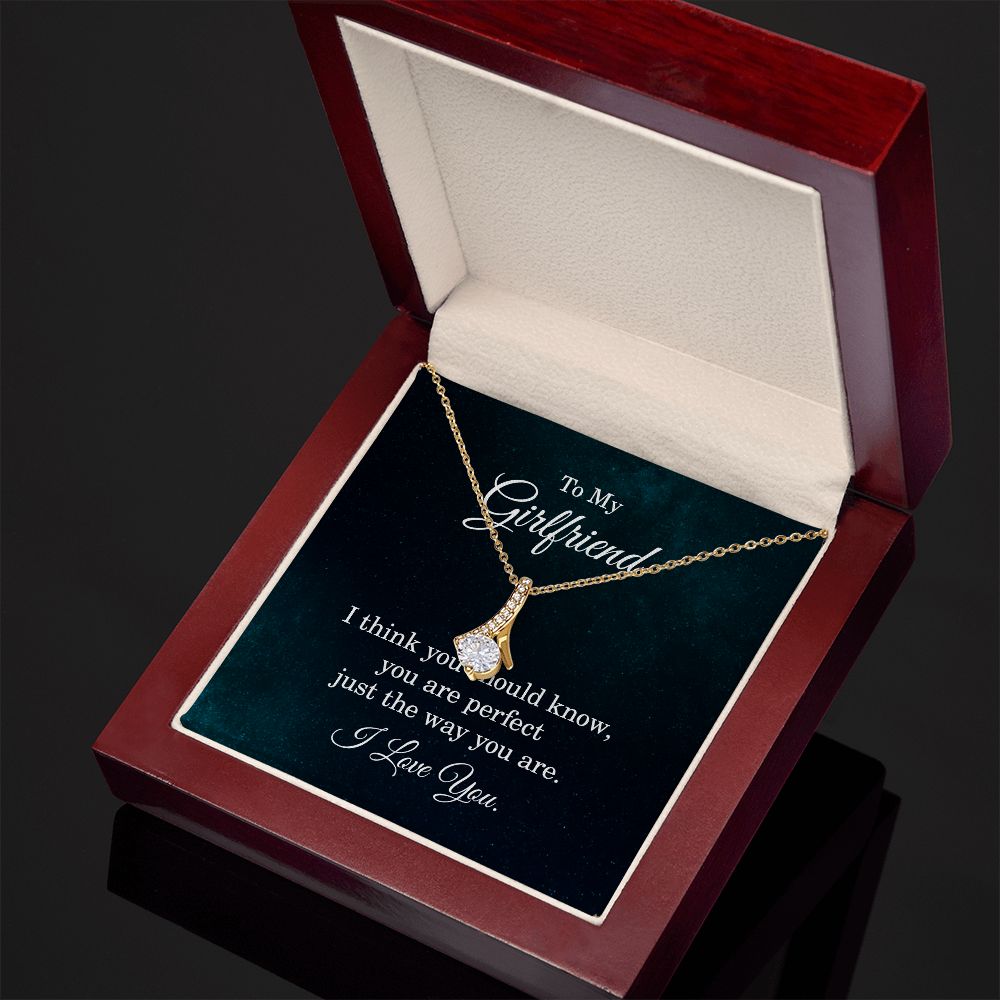 Girlfriend Gifts Necklace, Cubic Zirconia Necklace White or Yellow Gold