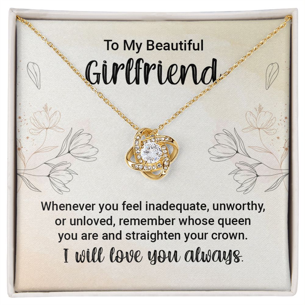 Love Knot Necklace for Girlfriend, Gifts for Girlfriend, White or Yellow Gold Cubic Zirconia