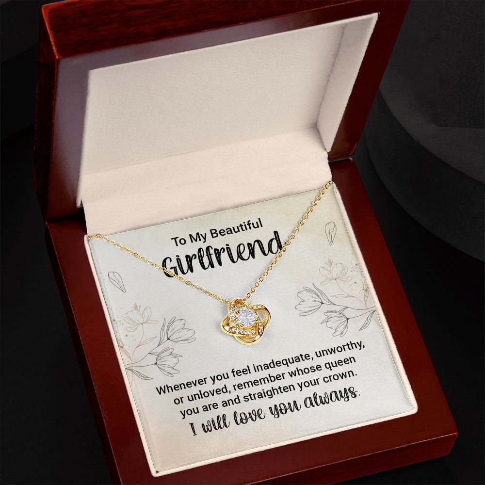 Love Knot Necklace for Girlfriend, Gifts for Girlfriend, White or Yellow Gold Cubic Zirconia
