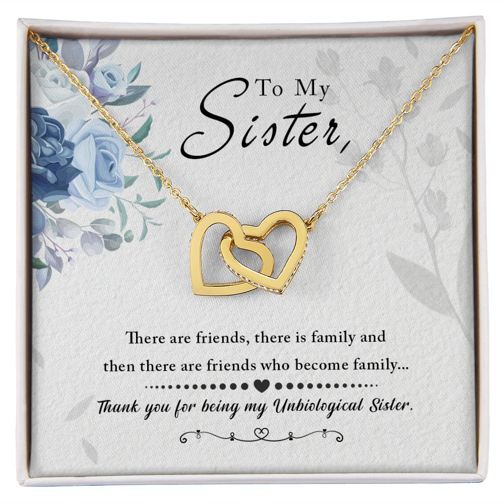 Unbiological Sister Friend Gifts Best Friend Necklace Interlocking Hearts