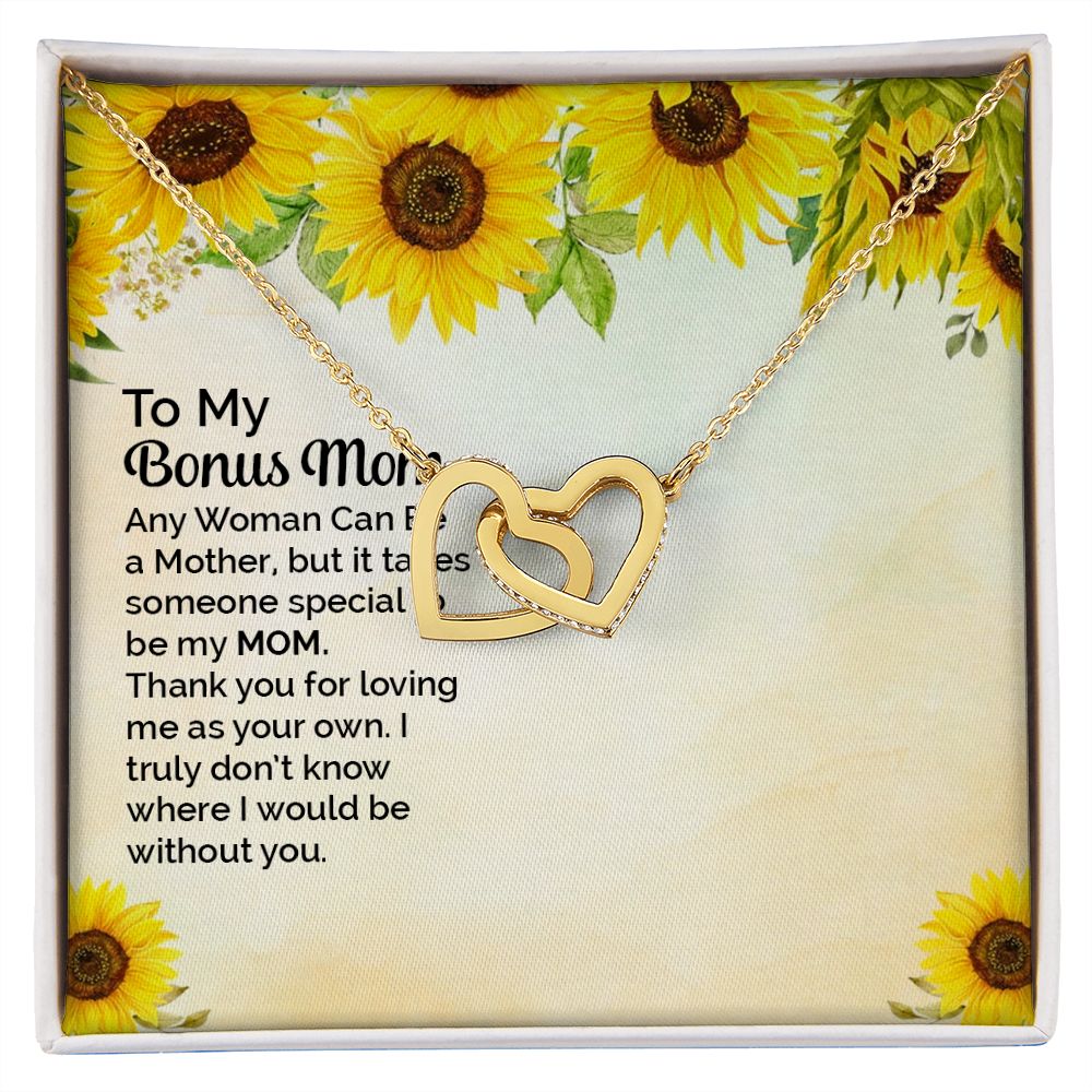 Step Mom Gifts Necklace Interlocking Hearts, Gifts for Bonus Mom Step Mom
