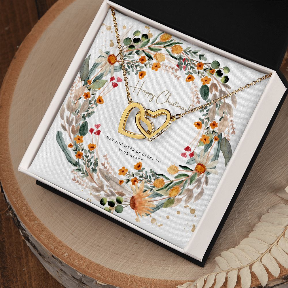 Christmas Jewelry Gifts Interlocking Hearts Happy Christmas