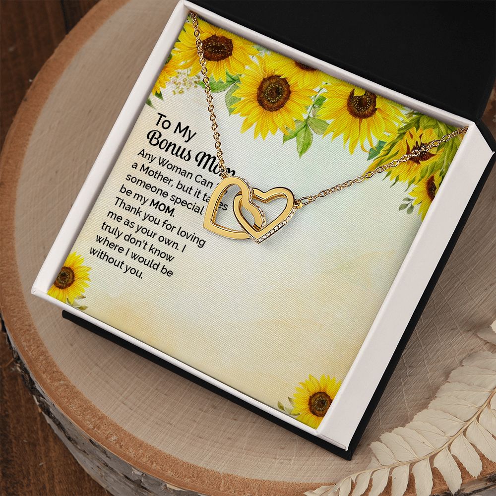 Step Mom Gifts Necklace Interlocking Hearts, Gifts for Bonus Mom Step Mom