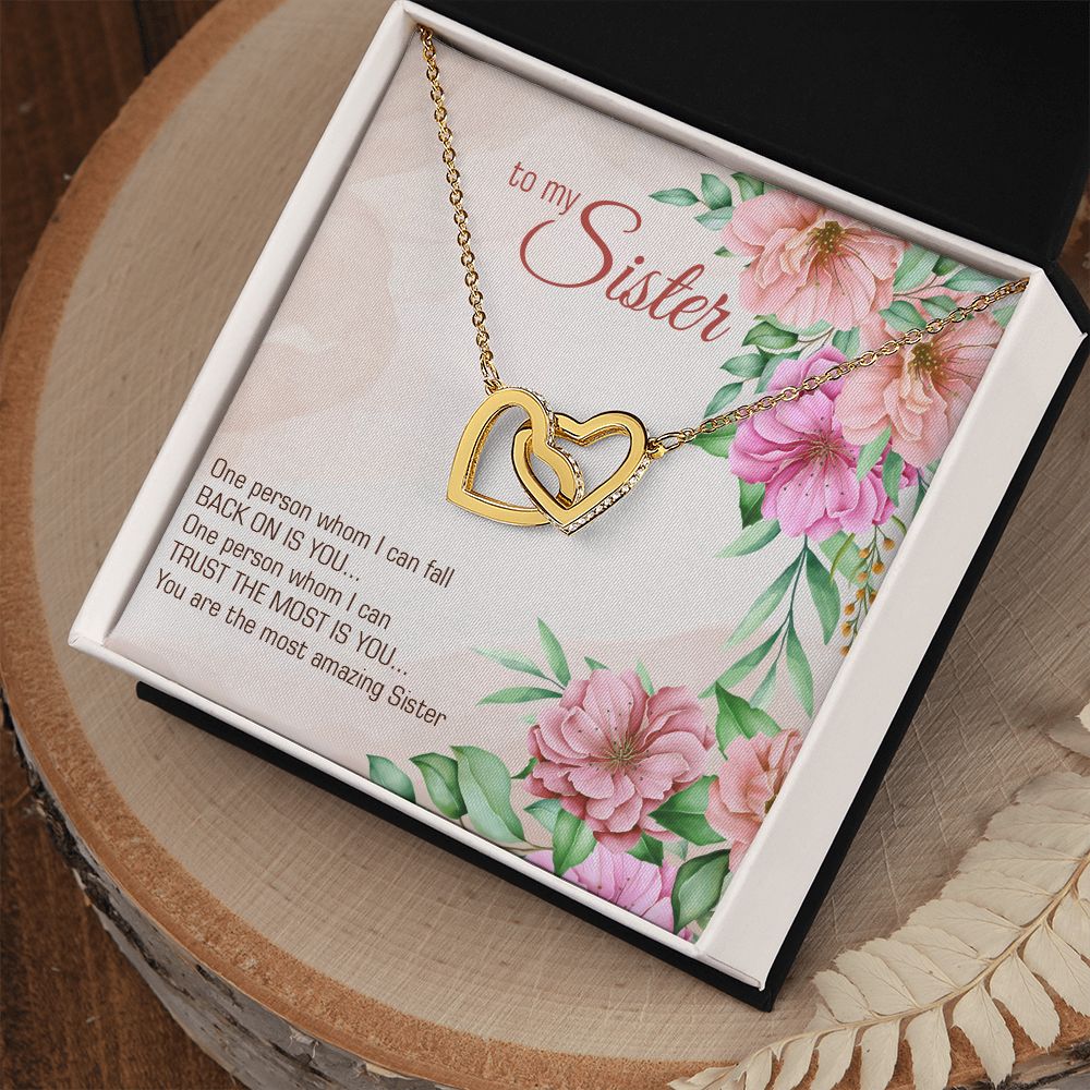 Sister Gift Interlocking Hearts Necklace for Sister Birthday, Christmas
