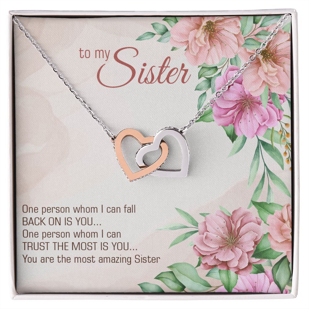Sister Gift Interlocking Hearts Necklace for Sister Birthday, Christmas