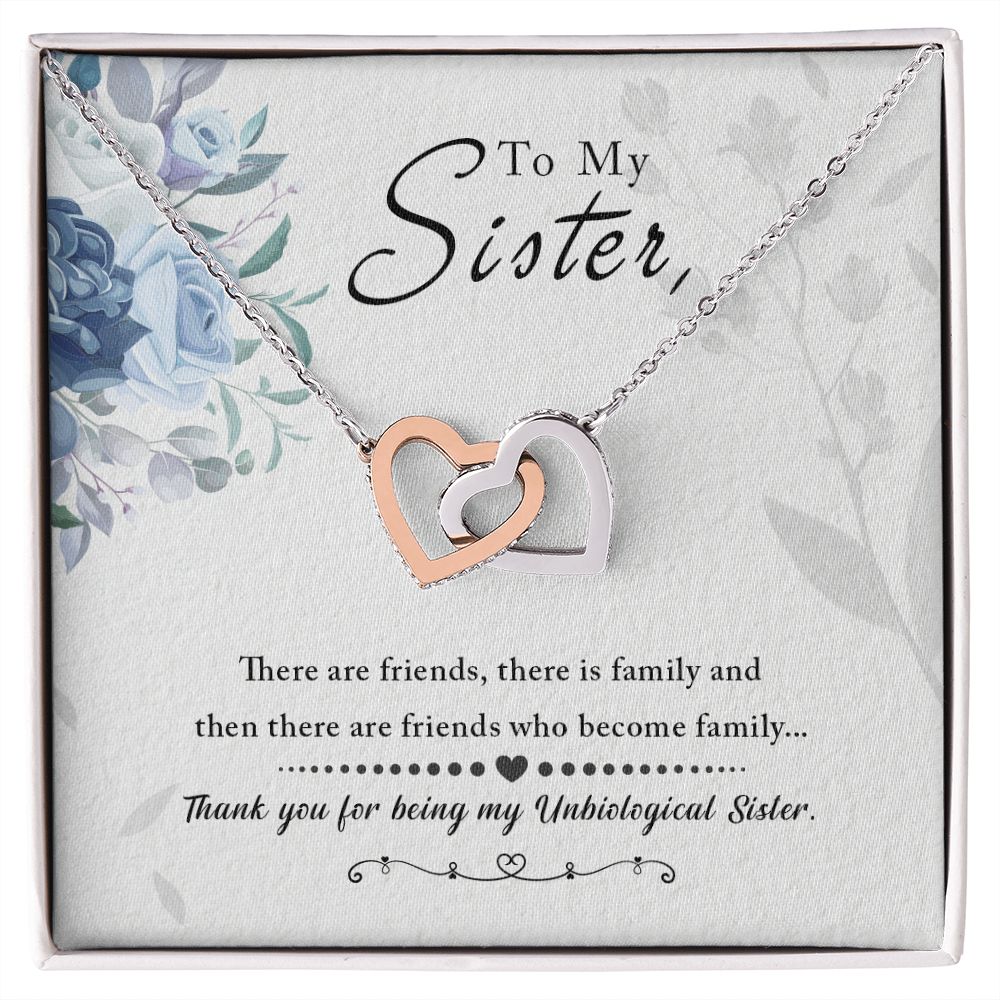 Unbiological Sister Friend Gifts Best Friend Necklace Interlocking Hearts