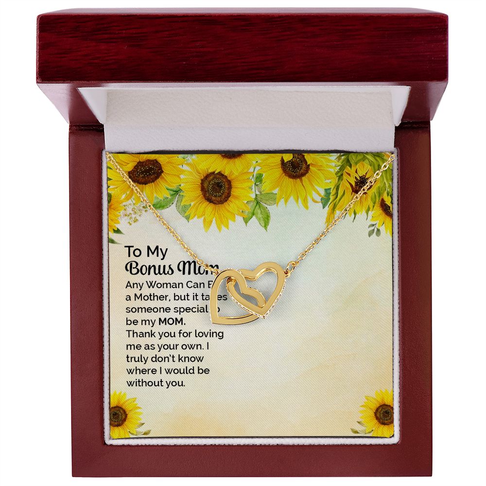 Step Mom Gifts Necklace Interlocking Hearts, Gifts for Bonus Mom Step Mom