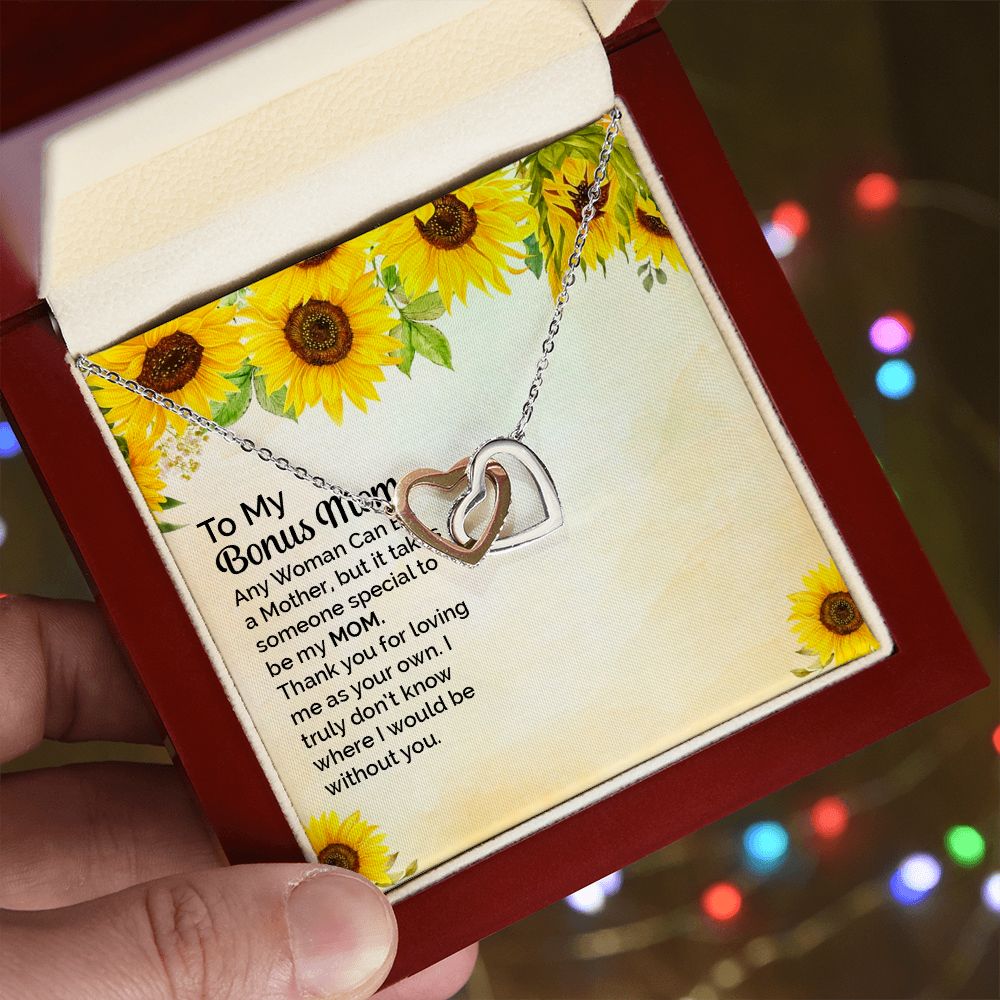 Step Mom Gifts Necklace Interlocking Hearts, Gifts for Bonus Mom Step Mom