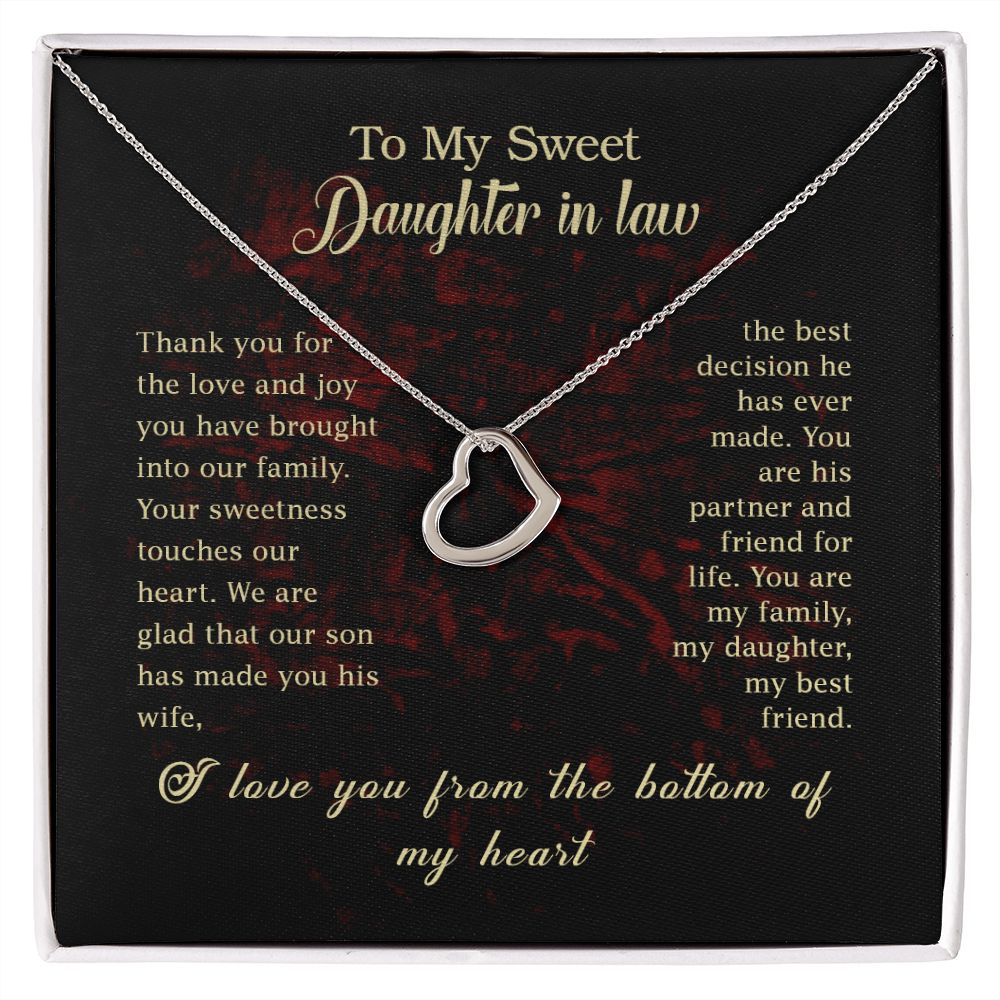 Daughter in Law Gift for Wedding, Gift for Daughter-in-law Simple Heart Necklace, White or Yellow Gold