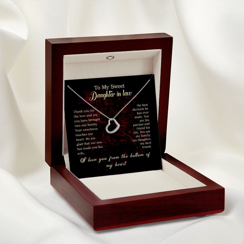Daughter in Law Gift for Wedding, Gift for Daughter-in-law Simple Heart Necklace, White or Yellow Gold