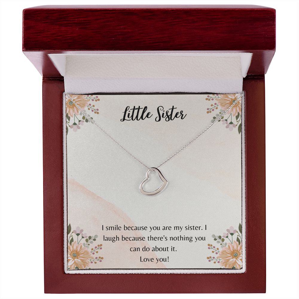 Little Sister Gifts, Simple Heart Necklace Christmas Gift Birthday Gift for Little Sister