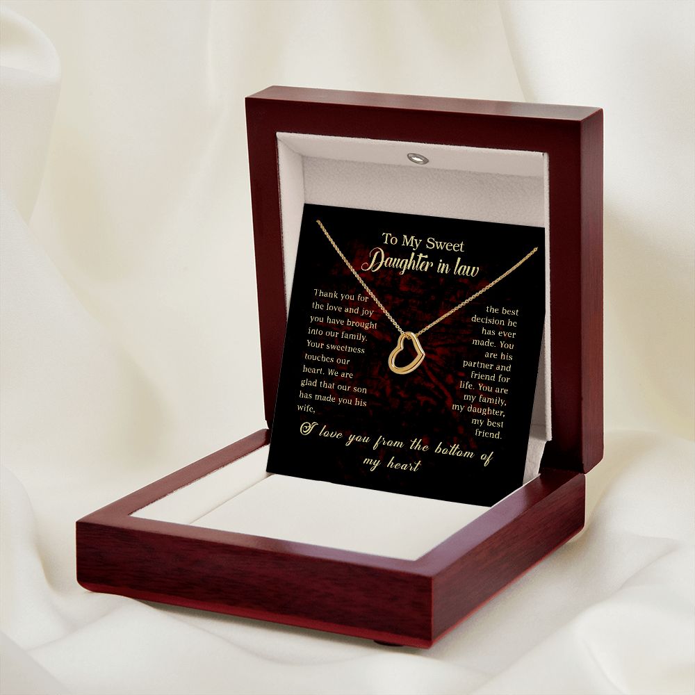 Daughter in Law Gift for Wedding, Gift for Daughter-in-law Simple Heart Necklace, White or Yellow Gold