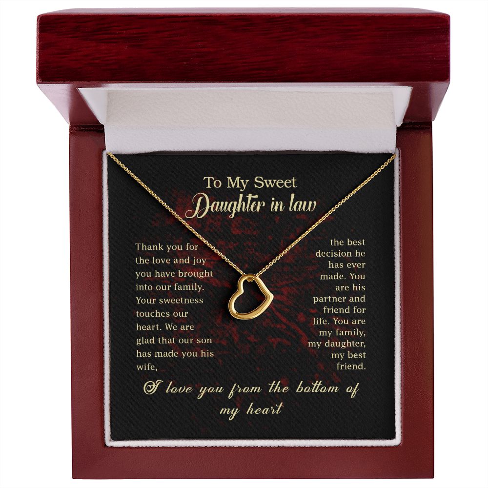 Daughter in Law Gift for Wedding, Gift for Daughter-in-law Simple Heart Necklace, White or Yellow Gold