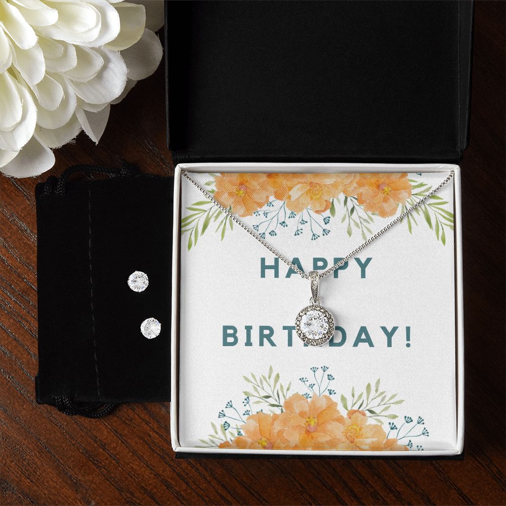 Happy Birthday Necklace Earring Gift Set Jewelry Gifts for Women