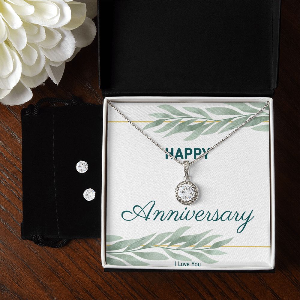 Happy Anniversary Necklace Earring Set Jewelry Gifts for Anniversary