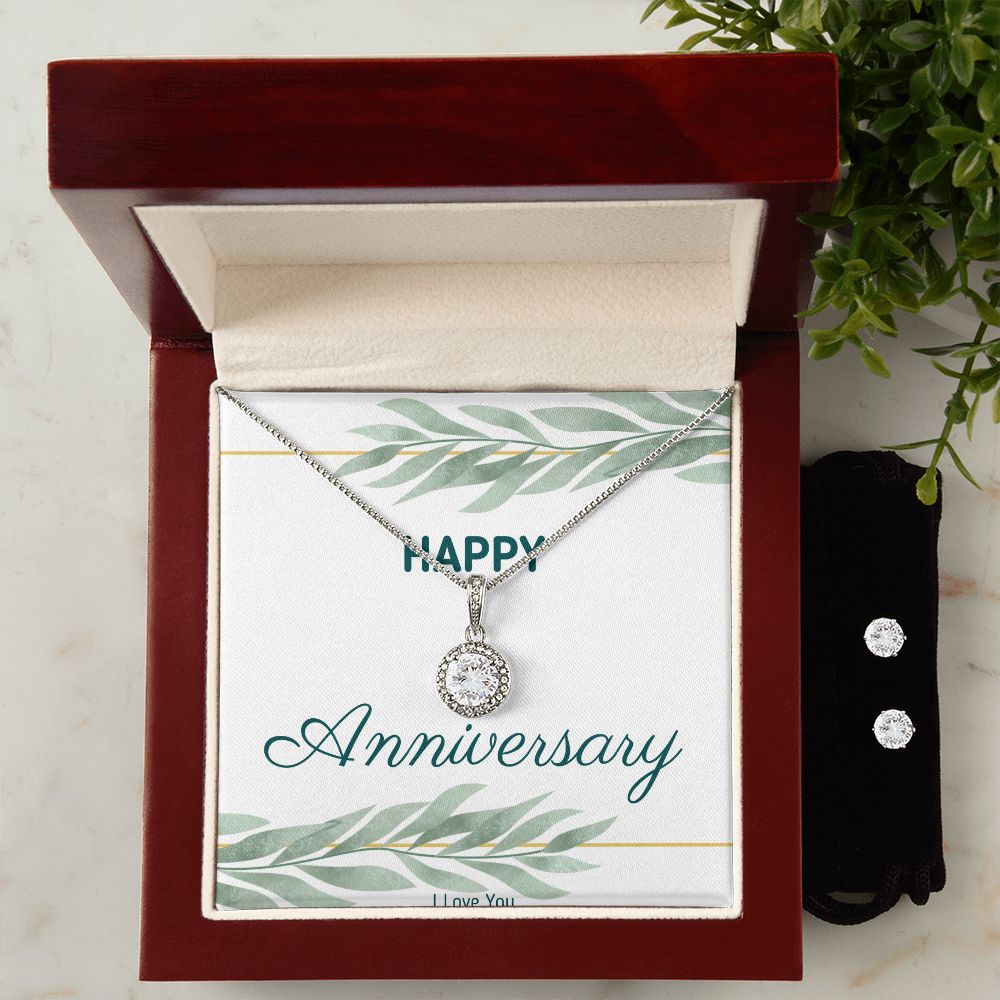 Happy Anniversary Necklace Earring Set Jewelry Gifts for Anniversary