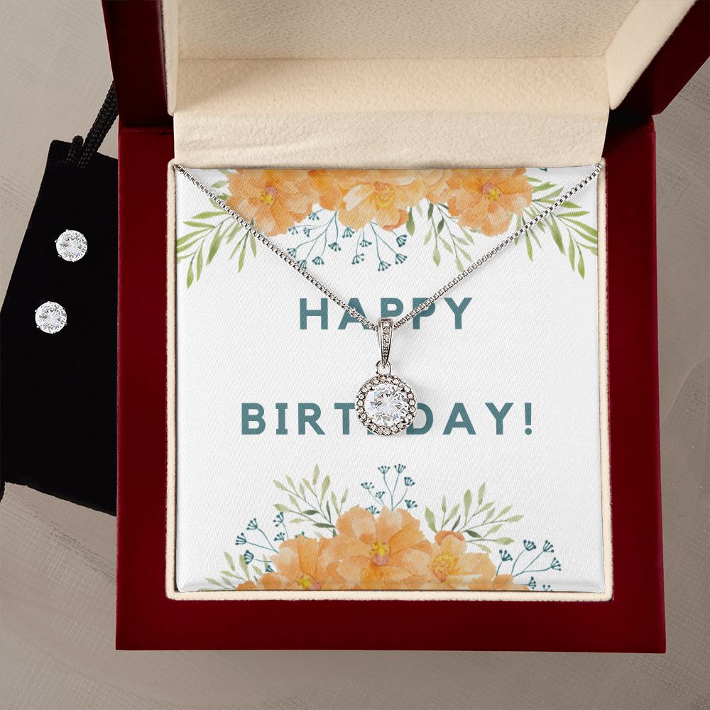 Happy Birthday Necklace Earring Gift Set Jewelry Gifts for Women