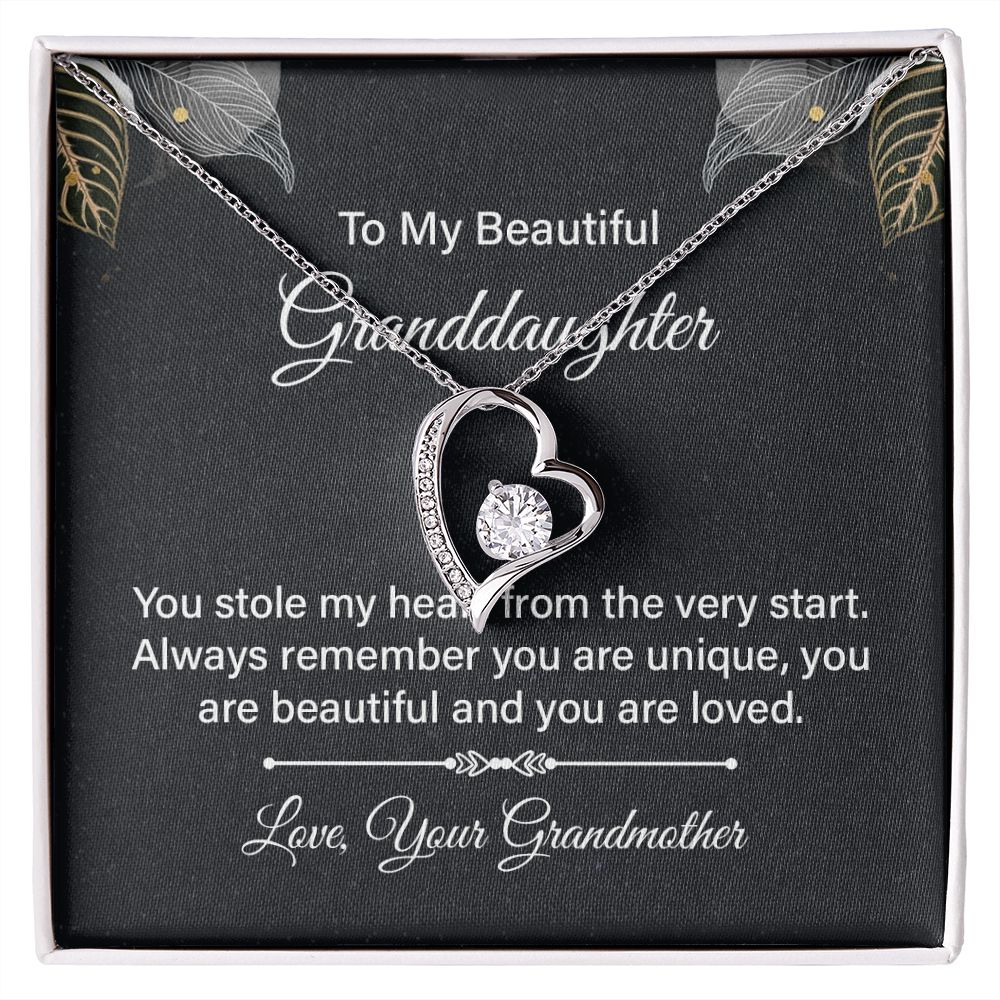 Gifts from Grandmother to Granddaughter, Heart Necklace Gift for Granddaughter