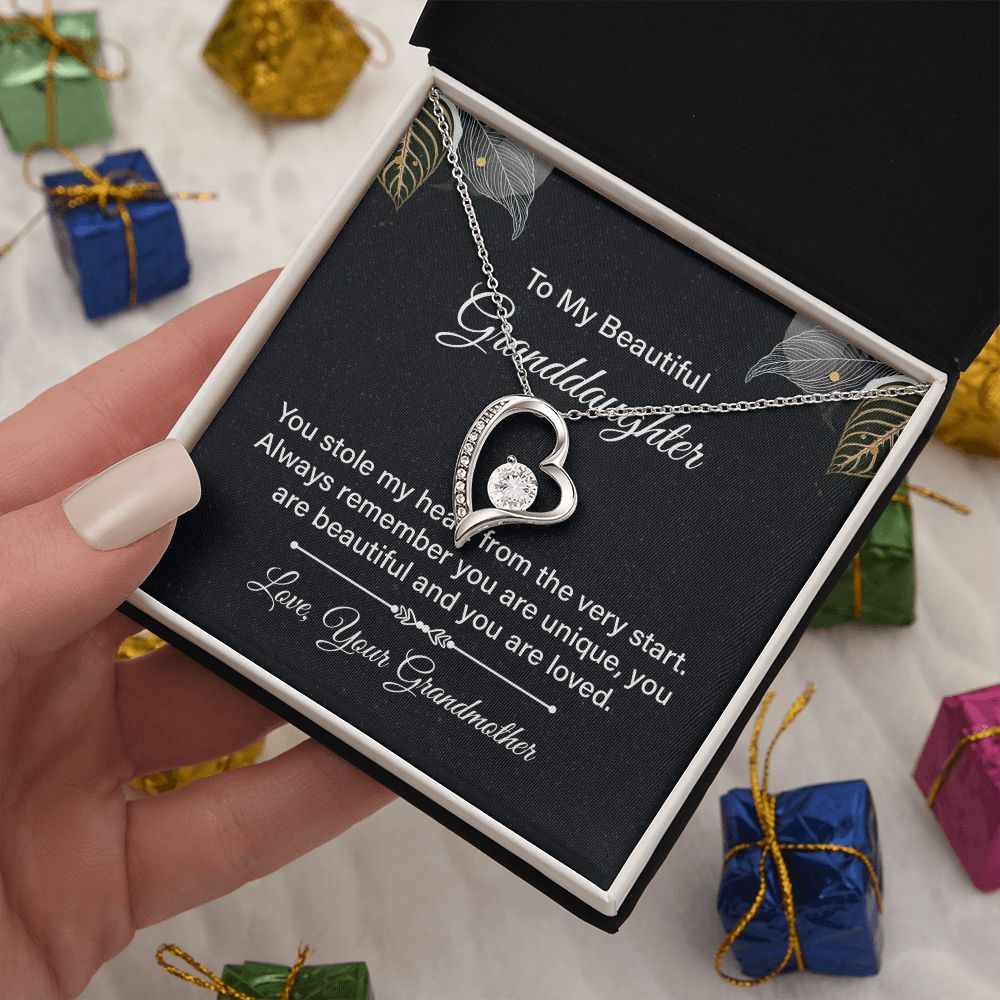 Gifts from Grandmother to Granddaughter, Heart Necklace Gift for Granddaughter