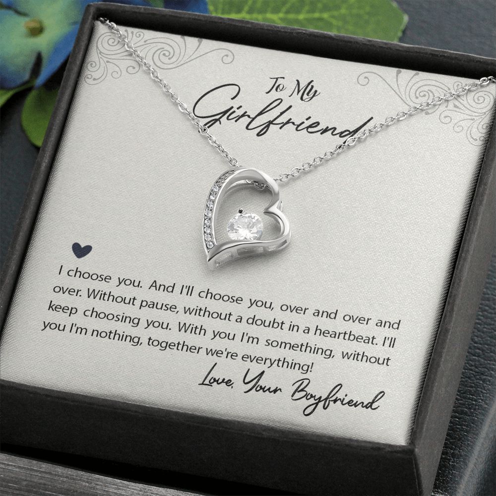 Girlfriend Gifts Forever Love Necklace from Boyfriend, White or Yellow Gold