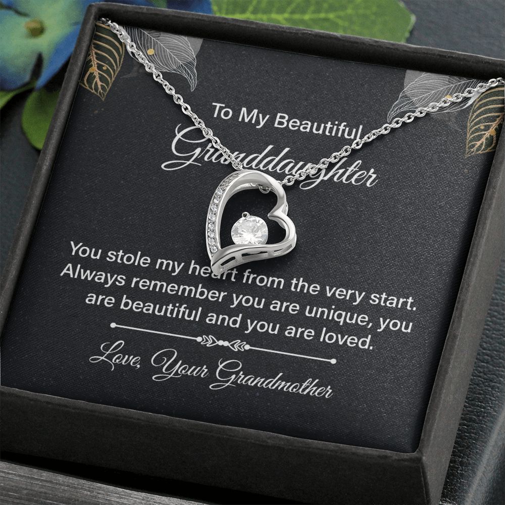 Gifts from Grandmother to Granddaughter, Heart Necklace Gift for Granddaughter