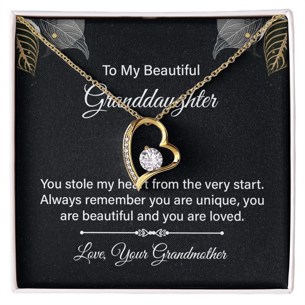 Gifts from Grandmother to Granddaughter, Heart Necklace Gift for Granddaughter